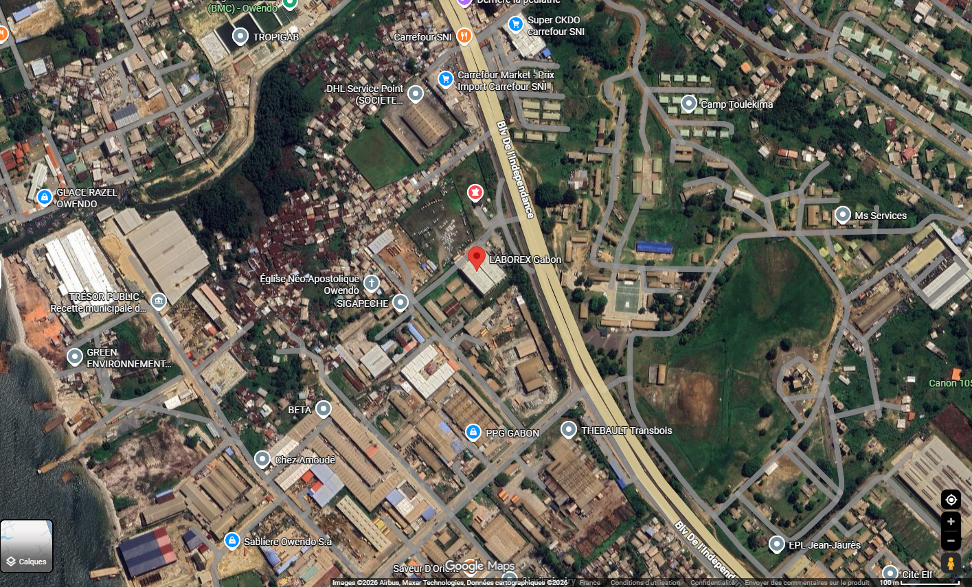 Plan pour accéder à Laborex GABON à OWENDO